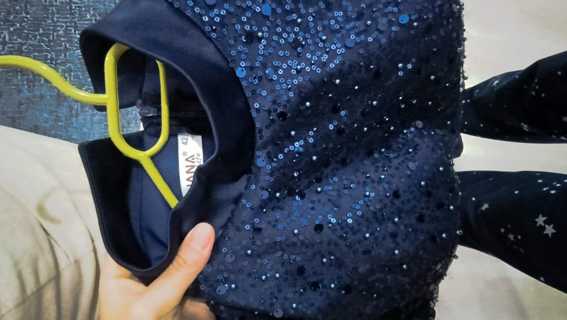 Drapeli Lacivert Uzun Abiye Elbise - Görsel 3