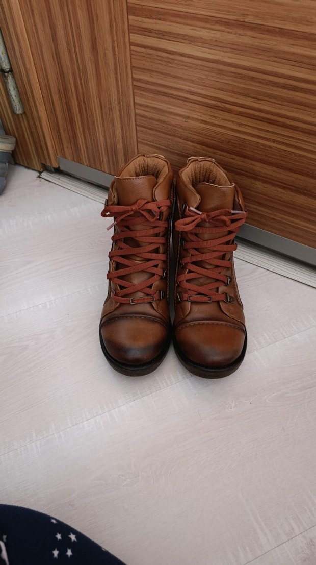 Kahverengi Deri Kadın Bot, Kalın Topuklu - Görsel 2