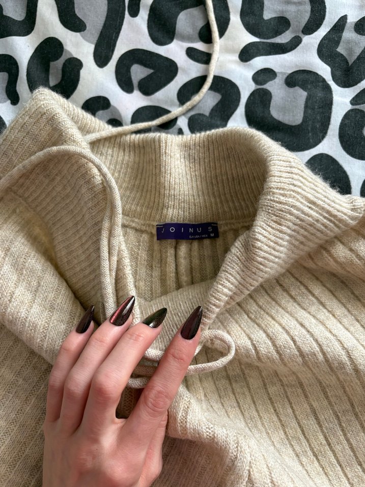 Bej Örgü Kadın Rahat Pantolon - Görsel 3