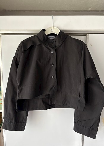 Siyah Keten Uzun Kollu Düğmeli Gömlek - Görsel 2