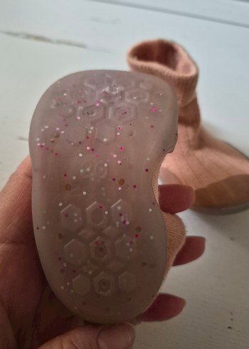 Bej Örgü Kız Bebek İlk Adım Ayakkabısı - Görsel 3