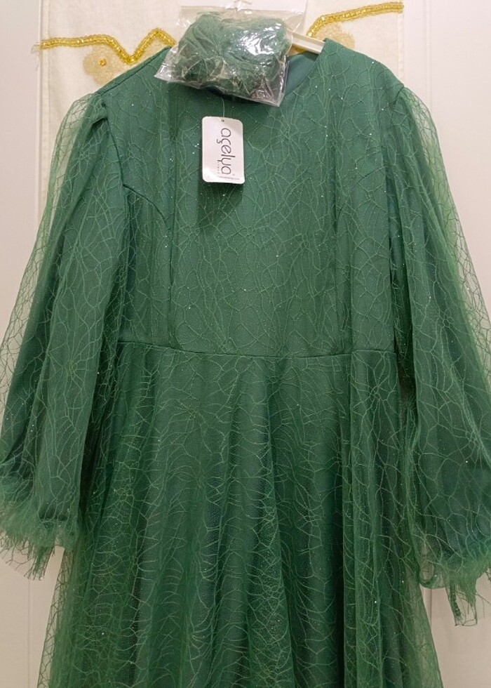 Tesettür abiye  prenses model simli - Görsel 4