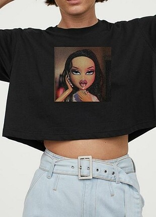 bratz baskılı t-shirt siyah