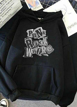 punk rock whore baskılı sweatshirt