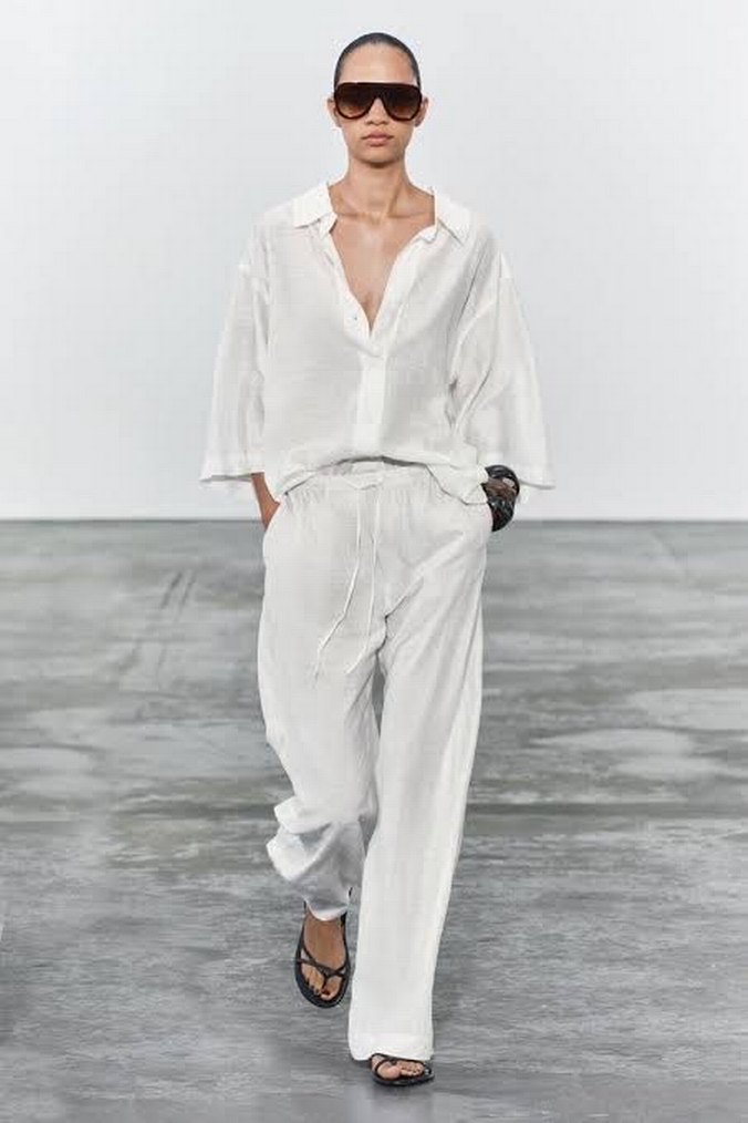 zara beyaz yazlık pantolon - Görsel 4