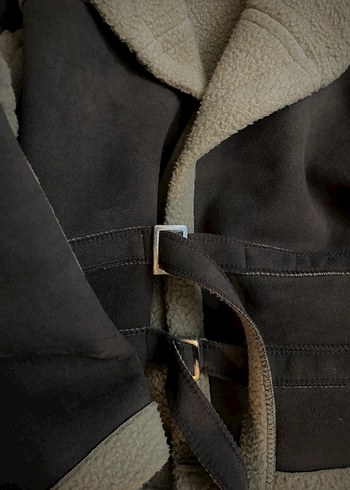 içi Peluşlu/Kürklü Kahverengi Süet Görünümlü Pilot Ceket - Görsel 5