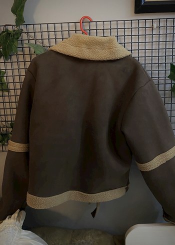 içi Peluşlu/Kürklü Kahverengi Süet Görünümlü Pilot Ceket - Görsel 3