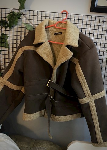 içi Peluşlu/Kürklü Kahverengi Süet Görünümlü Pilot Ceket - Görsel 2