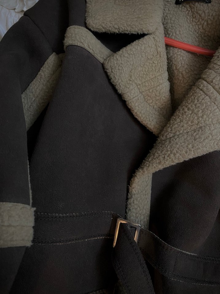 içi Peluşlu/Kürklü Kahverengi Süet Görünümlü Pilot Ceket - Görsel 4