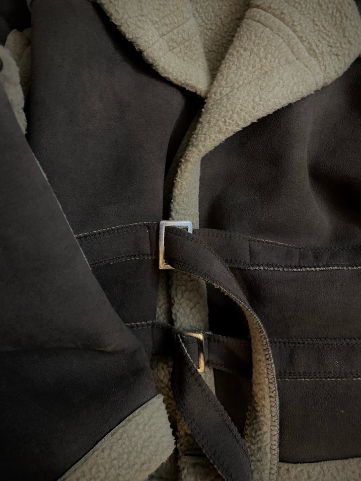 içi Peluşlu/Kürklü Kahverengi Süet Görünümlü Pilot Ceket - Görsel 5