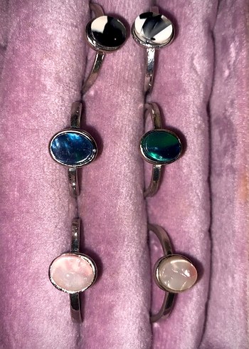 "Özel Tasarım 6'lı Yüzük Seti: Akrilik Sedef Detaylı Vintage - Görsel 2