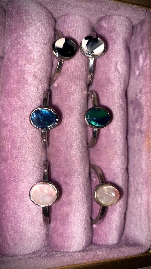 "Özel Tasarım 6'lı Yüzük Seti: Akrilik Sedef Detaylı Vintage - Görsel 2