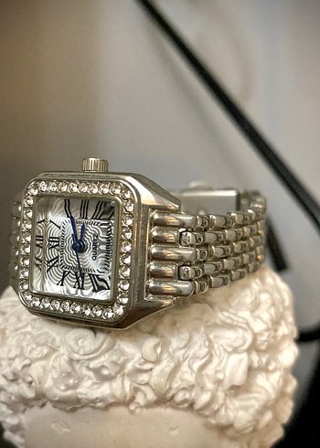 Vintage/Retro Kare Kadranlı Zirkon Taşlı Lüks Kadın Kol Saati - Görsel 2