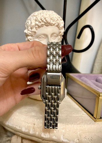 Vintage/Retro Kare Kadranlı Zirkon Taşlı Lüks Kadın Kol Saati - Görsel 3