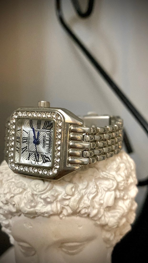 Vintage/Retro Kare Kadranlı Zirkon Taşlı Lüks Kadın Kol Saati - Görsel 2