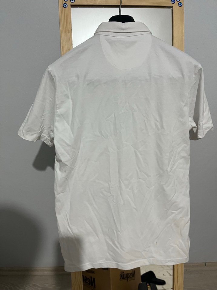 Düğmeli Beyaz Erkek Polo Tişört - Görsel 2