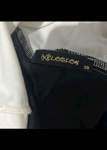 Explosion marka Siyah V Yaka Uzun Drapeli Abiye Elbise - Görsel 4