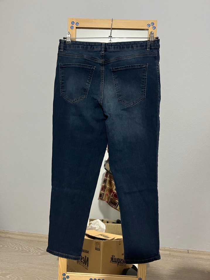 Kadın Lacivert Midi Boy Denim Pantolon - Görsel 2