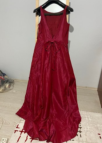 Apart marka Fuşya Drapeli Uzun Abiye Elbise - Görsel 2