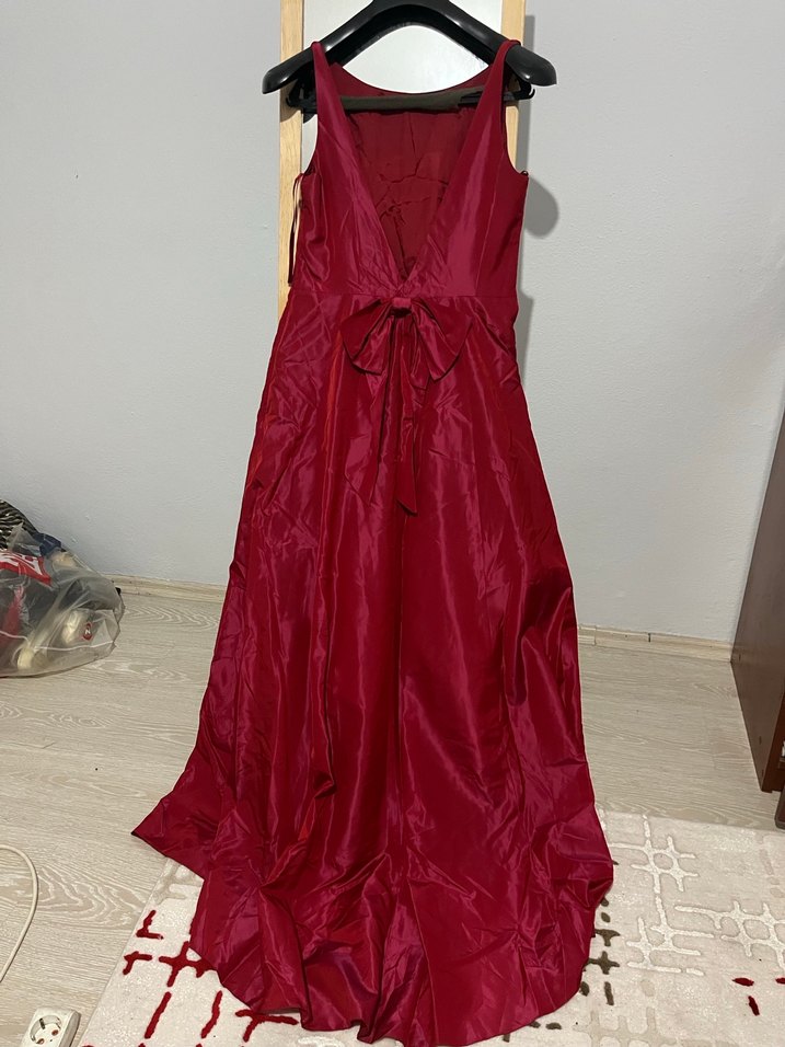 Apart marka Fuşya Drapeli Uzun Abiye Elbise - Görsel 2