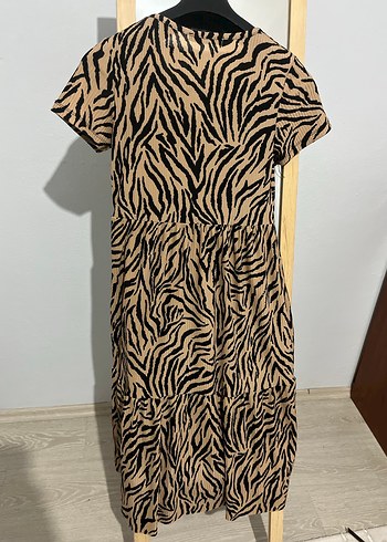 Kahverengi Zebra Desenli Mini Elbise - Görsel 2