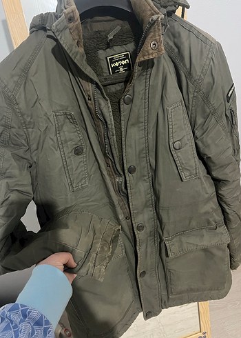 Yeşil Kamuflaj Düğmeli Erkek Mont - Görsel 2