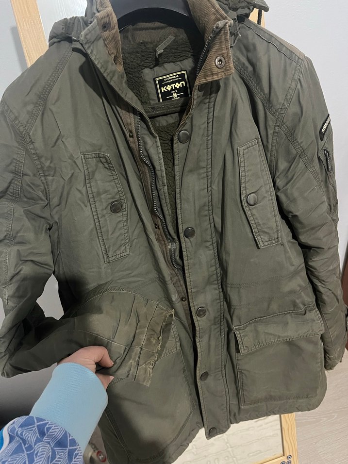 Yeşil Kamuflaj Düğmeli Erkek Mont - Görsel 2