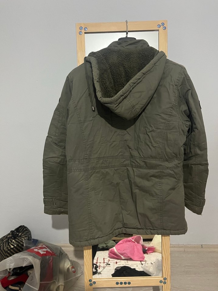 Yeşil Kamuflaj Düğmeli Erkek Mont - Görsel 4