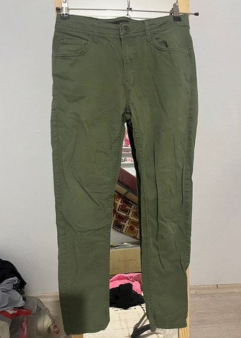 Defacto Haki Slim Fit Keten Pantolon