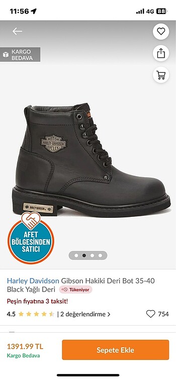 Harley Davidson Siyah Bot Orijinal