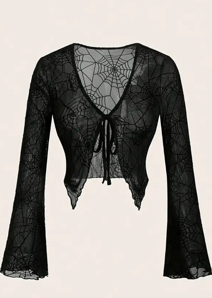 Gotik Örümcek Ağı İnce Bolero - Görsel 3