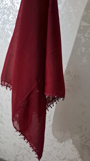 Beden bordo Renk Pullu el işlemesi yazma tülbent