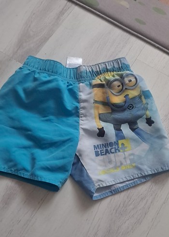 Minion Baskılı Erkek Çocuk Mavi Şort