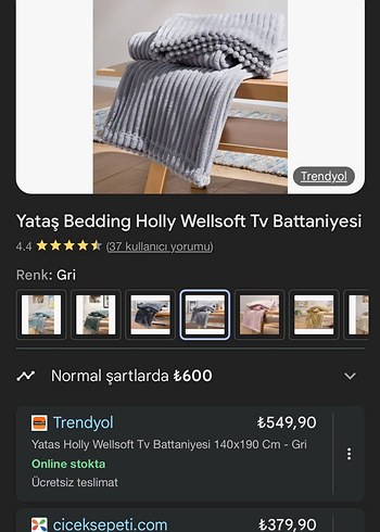 Yataş Holly Wellsoft Tv Battaniyesi Gri