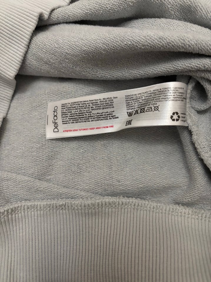 Gri Baskılı Pamuklu Kadın Sweatshirt - Görsel 3