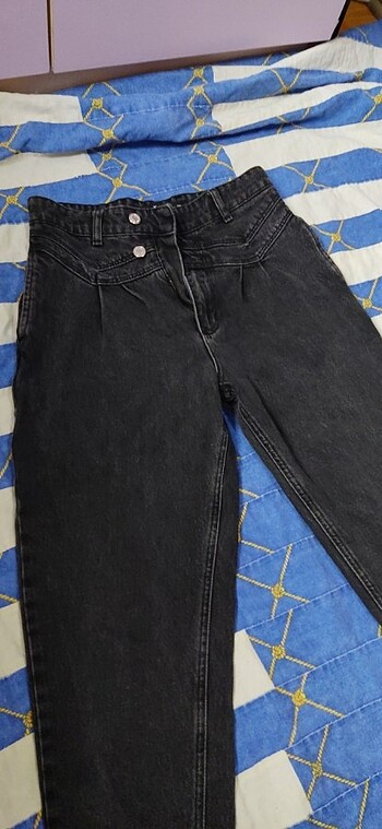 38 Beden siyah kot mom jean