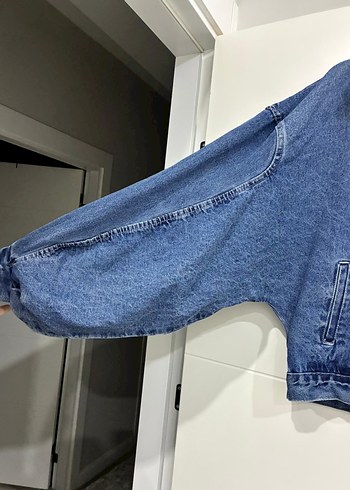 Düğmeli Mavi Kadın Denim Ceket - Görsel 3