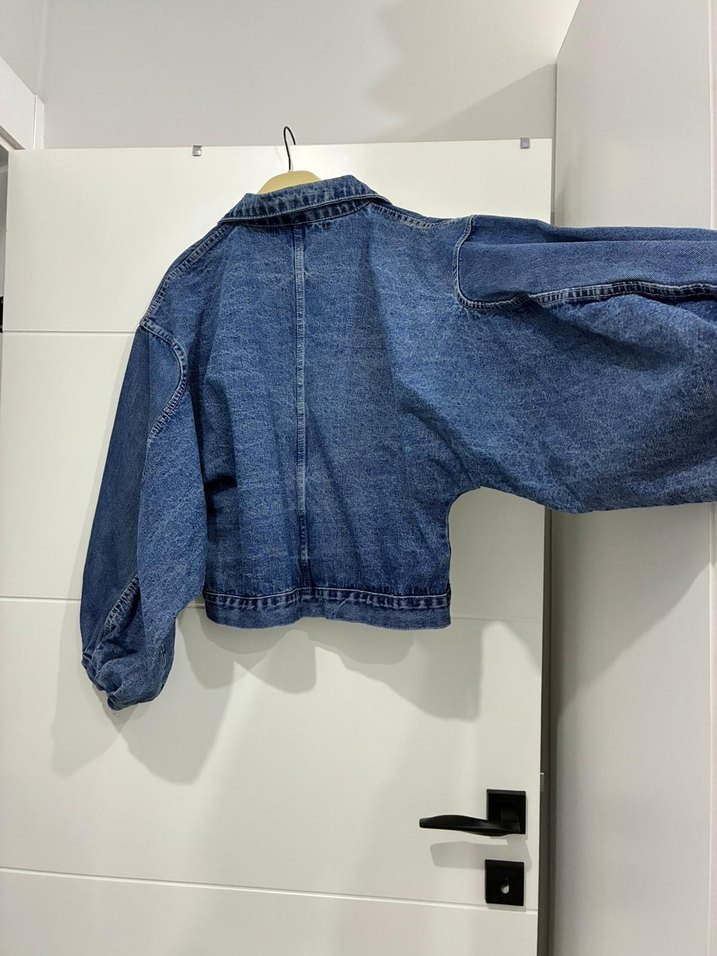 Düğmeli Mavi Kadın Denim Ceket - Görsel 2
