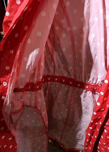 Kız Çocuk Kırmızı Puantiyeli Yağmurluk - Görsel 3