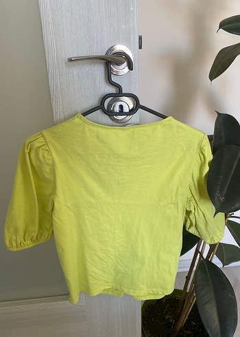Mango Mango Açık yeşil V Yaka Kısa Kollu Kadın Bluz