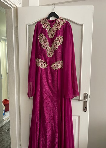 Drape Detaylı Uzun Abiye Elbise