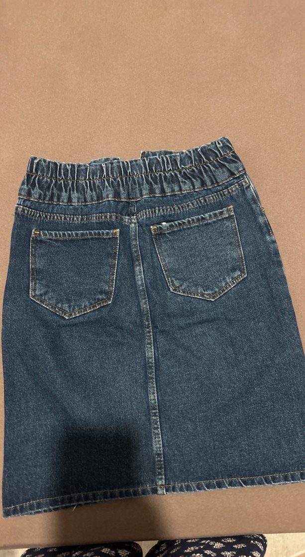 Kemerli Mavi Denim Midi Etek - Görsel 3