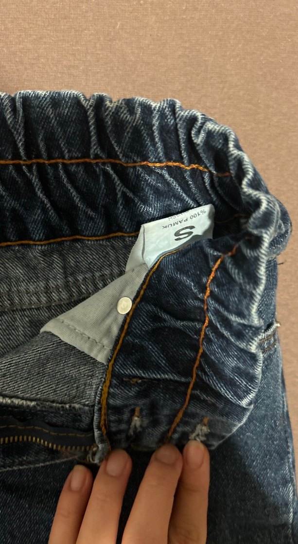 Kemerli Mavi Denim Midi Etek - Görsel 2