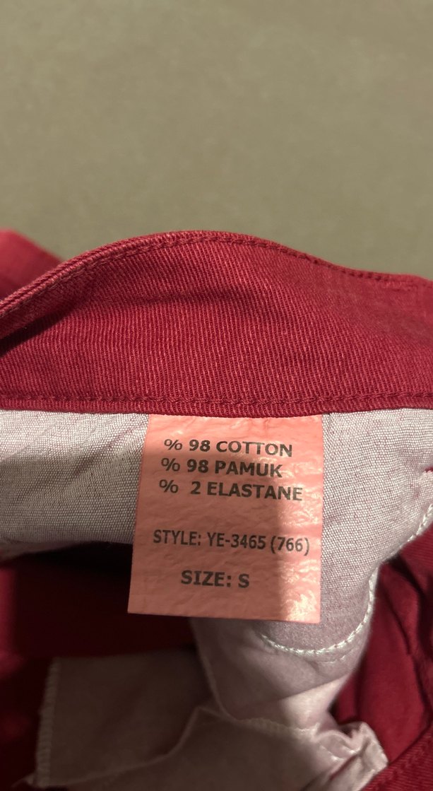 Düğmeli Kırmızı Pamuk Kadın etek - Görsel 4