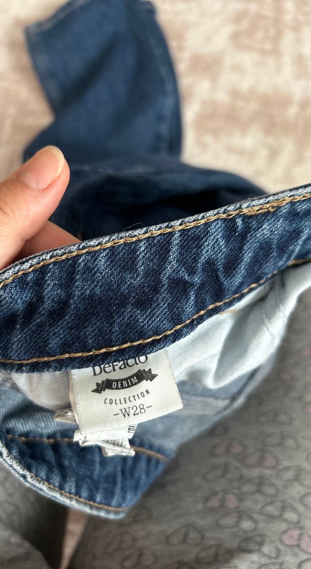 Kadın Lacivert Bol Kesim Midi Kot Pantolon - Görsel 3