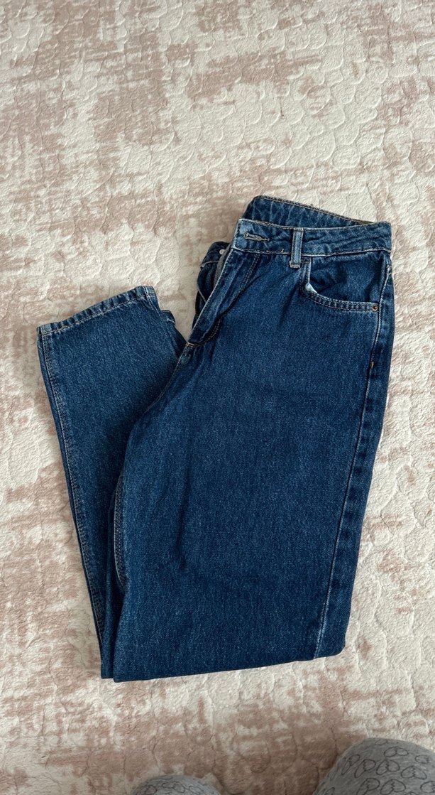 Kadın Lacivert Bol Kesim Midi Kot Pantolon - Görsel 2