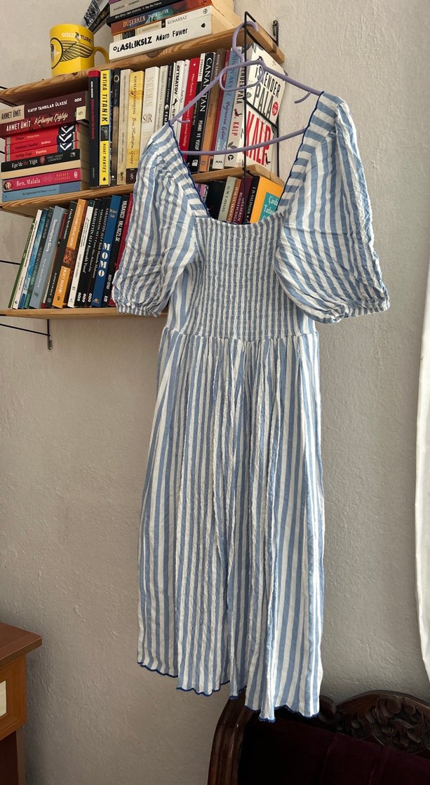 Nakışlı Mavi elbise - Görsel 3