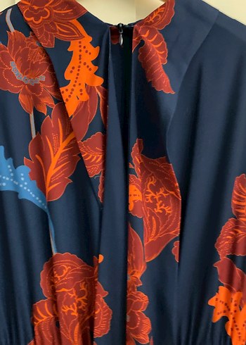 Uzun Kol Lacivert Bohem Uzun Elbise - Görsel 6