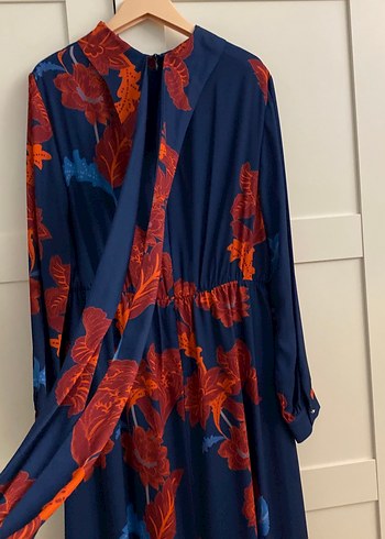 Uzun Kol Lacivert Bohem Uzun Elbise - Görsel 4