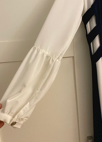 Uzun Siyah-Beyaz Gotik Kadın Elbise - Görsel 5